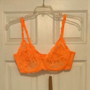 Lace neon orange bra by Skims
